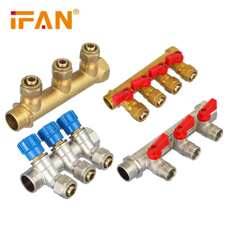 IFAN Hot Sale 3/4 Inch Plumbing Fitting PEX Manifold Butterfly Handle Brass Water Underfloor Manifold