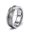 Poya Jewelry Men's 8mm Single Channel Inlay Hammered Tungsten Ring Blank Classic for Wedding Engagement Gift