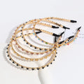 Wholesale Luxury Accessories Mujer Chain Beaded Pearl Rhinestone Hair Bands for Women Slender Sweet Girls Accessories