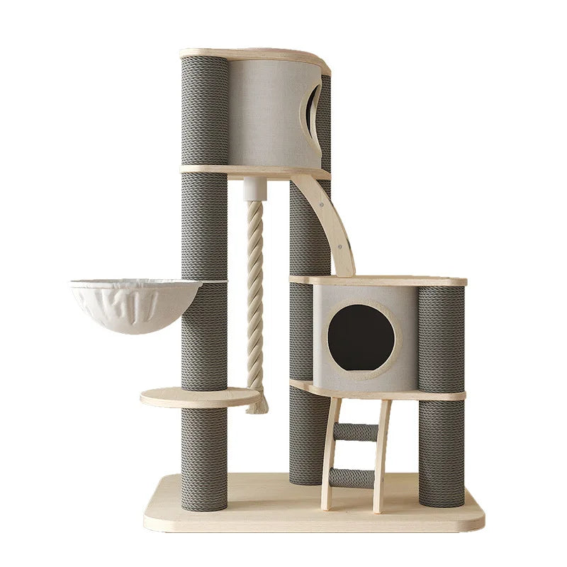 Modern Large Solid Wood Cat Climbing Rack Plush Nest Space Capsule Toy Includes Grinding Claw Column Supports for Foreign Trade