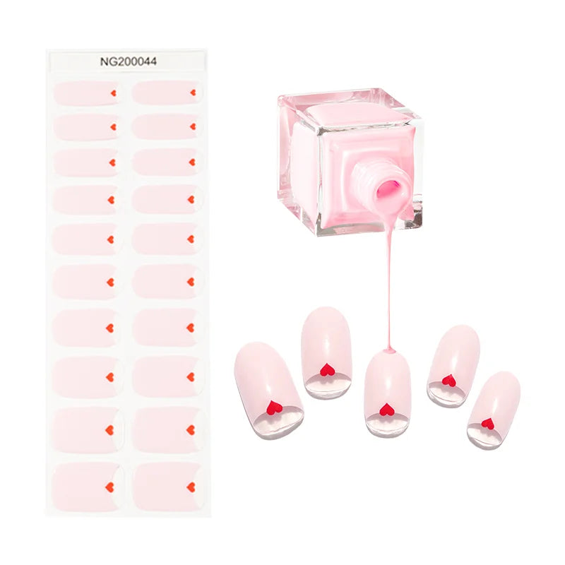 Huizi Factory Supplier Semi Cured Gel Nail Sticker Semi-cured Self-adhesive Full Nail Stickers