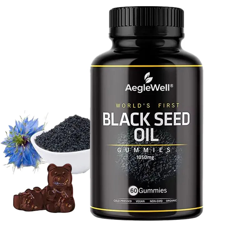 Black Seed Oil Gummies Hair Skin and Nails Support Nigella Sativa Black Seed Gummies