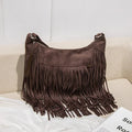 Women's PU leather handbag Retro Bohemian design shoulder bag Long tassel tassel women's handbag