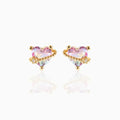 ZUOLA Trendy High Quality Eco-friendly Brass 925 Silver Pole 18k Gold Plated Heart Zircon Stud Earrings for Women