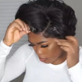 Wholesale Indian Virgin Ginger Orange 13x4 Transparent Lace Front Wig Straight Short for Cut Remy Human Hair Natural Black