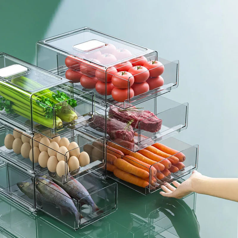 Refrigerator Storage Box Kitchen Food Preservation Storage Plastic Transparent Container