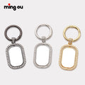 Custom Key Chain Promotional Double-sided Blank Metal Rhinestone Keychains Sublimation Rotate Keychain
