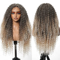 Future Fiber Gray Gradient Blonde Layered T-Shaped Front Lace Wig Long Super Curly Lace Synthetic Wig Heat Resistant Flexible MegaBDM