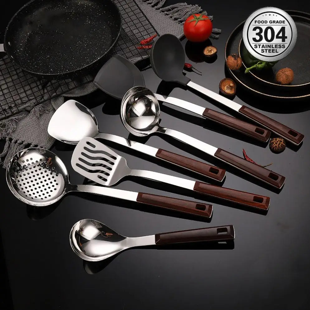 Stainless Steel Cooking Tools Shovels Turner Ladle Spoon Colander Filter Kitchen Utensils Household Restaurant