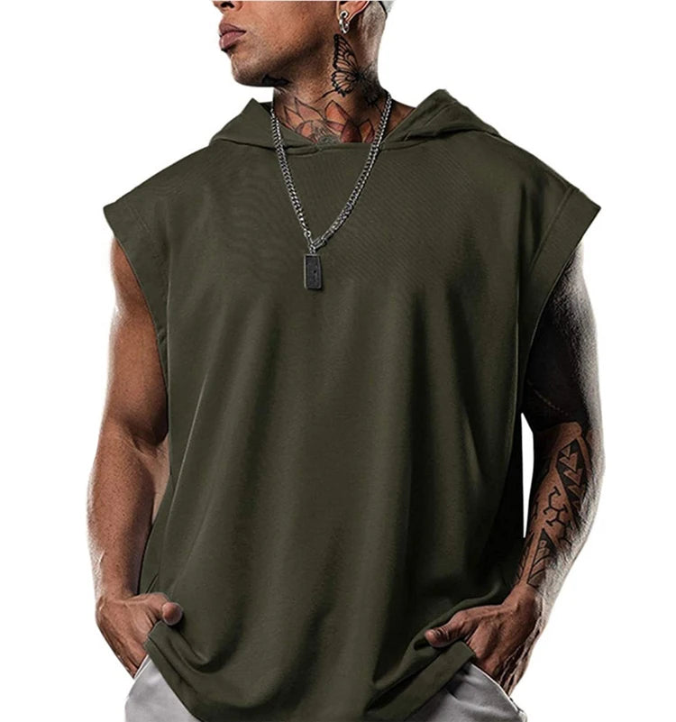 Men's Casual Pullover Sports and Leisure European and American Trendy Hooded Vest Loose Fitting