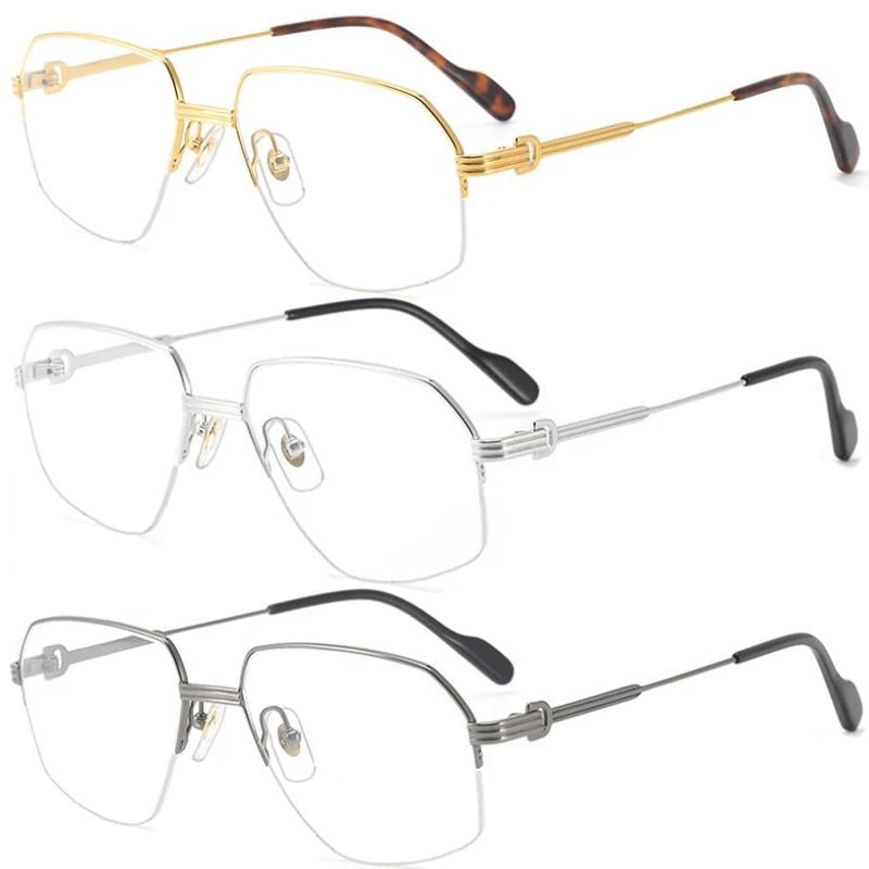 Oversized Irregular Half Frame 2023 Newest Pure Titanium Prescription Custom Logo Spectacle Frames Glasses for Men Women