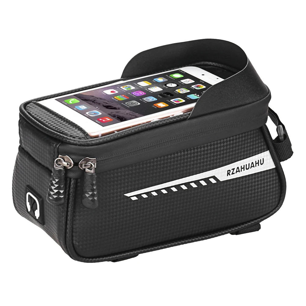Waterproof Bicycle Bag & Touch Screen Phone Holder Mountain Bike Front Top Tube Pannier Cycling Road MTB Bag