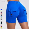 Women's High-Waisted Cargo Tight Shorts Quick Dry Button-Up Yoga Pants for Running Fitness Breathable Solid Plus Size Options