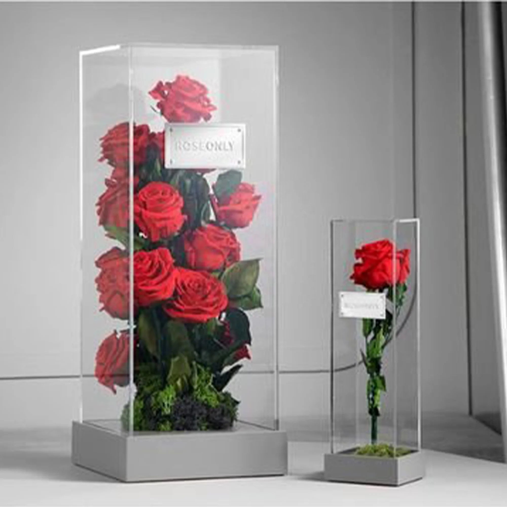 Christmas Gift Clear Rectangular Suitcase Waterproof Flower Boxes Gift Acrylic Personalized Transparent Flower Box