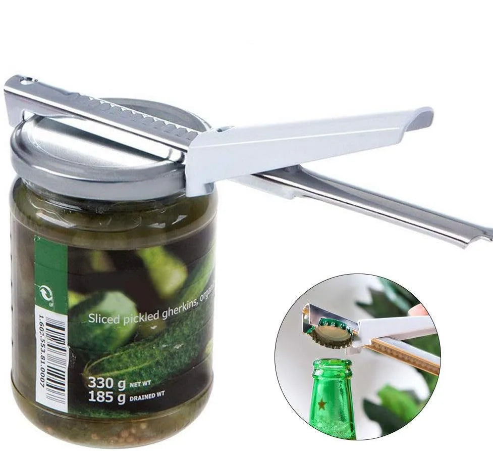 Food Grade Smooth Swing Grip Adjustable Easily Open Bottle Opener Kit Stainless Steel Jar Opener