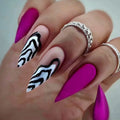 High Quality Stiletto French Acrylic Press on Nails False Nails 24pcs Almond Purple Press on Nails