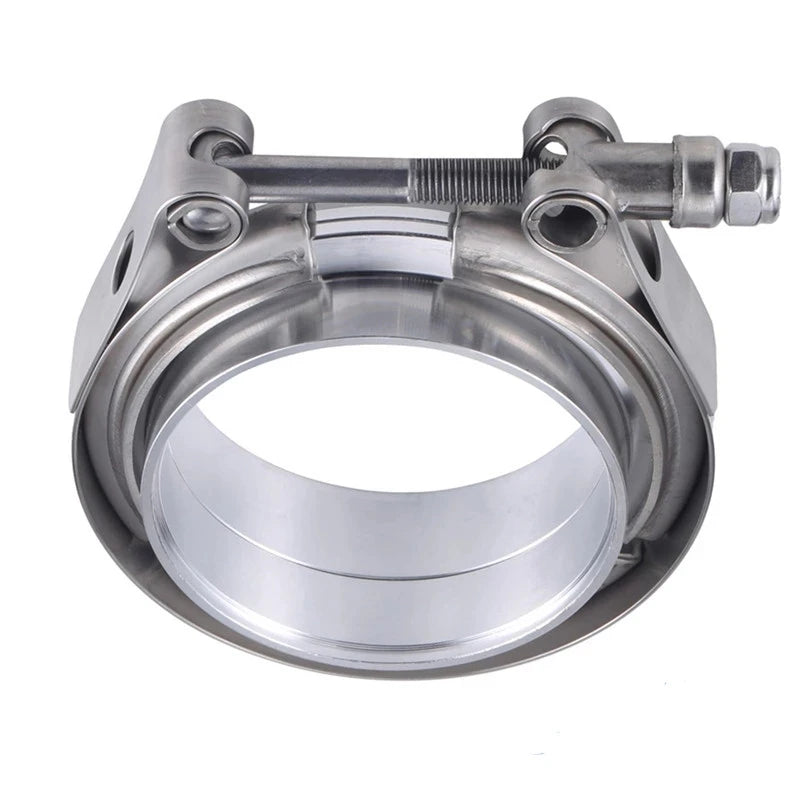 Heavy Duty V Band Exhaust Clamp Kit With Flanges for Turbo Downpipe Stainless Steel Exhaust Pipe Includes Bolts Clamps