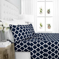 OEM/ODM 3/4 Pcs American Size Blue Brushed Microfiber Fitted Bed Sheet Set with Pillow Covers Folded 200TC Hotel & Home Use