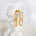 Hot Selling 18K Gold Plated Stainless Steel Asymmetric Paper Clip U-Shape Chain Stud Ear Ring Paperclip U Shape Link Earrings