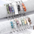 10-15Mm15 Different Colors Bracelet Silver Frame Hand Wire Wrap Mineral Crystal Bangle