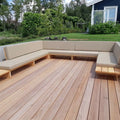 Teak Luxury Leisure Furniture With Cushions Hotel Sectional Bed Patio Wood Outdoor Sofa