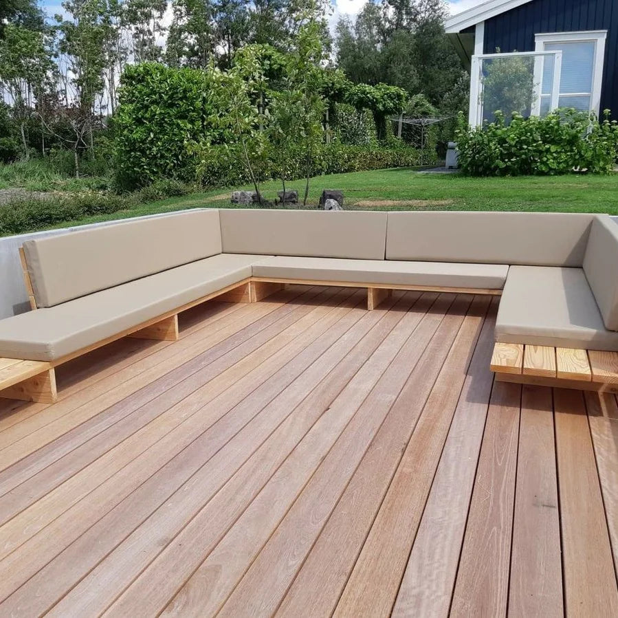Teak Luxury Leisure Furniture With Cushions Hotel Sectional Bed Patio Wood Outdoor Sofa