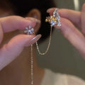 Light Luxury No Piercing Crystal Flower Ear Clip Glitter Shiny Cubic Zirconia Earrings CZ Butterfly Ear Cuff Earrings for Women