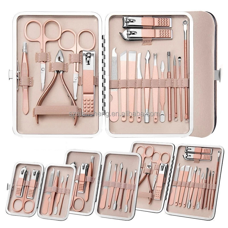 7/10/12/16/18Pcs/Set Manicure Set Pedicure Nail Tools Kit Stainless Steel Nail Cutter Scissor Clippers Professional Manicure Set