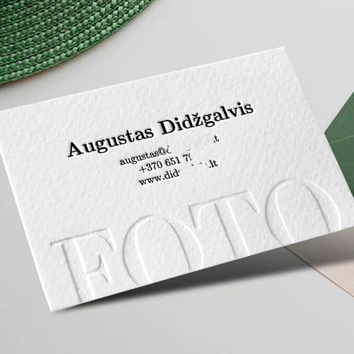 Custom White/ Black/Grey/Pink Thick White Paper Business Card Letterpress Embossed Logo Free Design Visiting Business Card