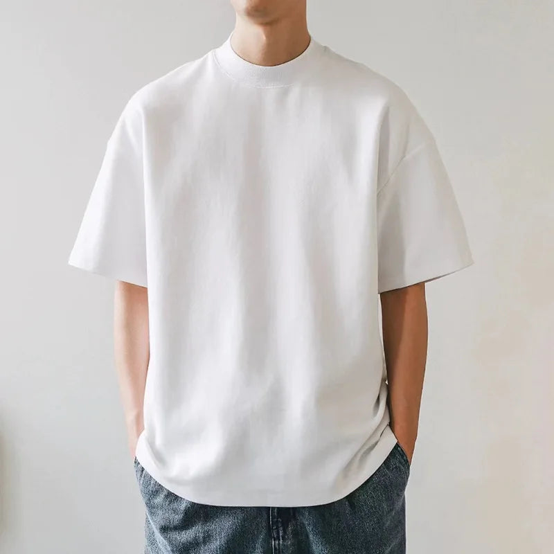 Cotton Customized Heavyweight T-shirt 100% Cotton 32S Double Yarn 270G O-Neck Oversized Short Sleeved Solid Breathable Unisex