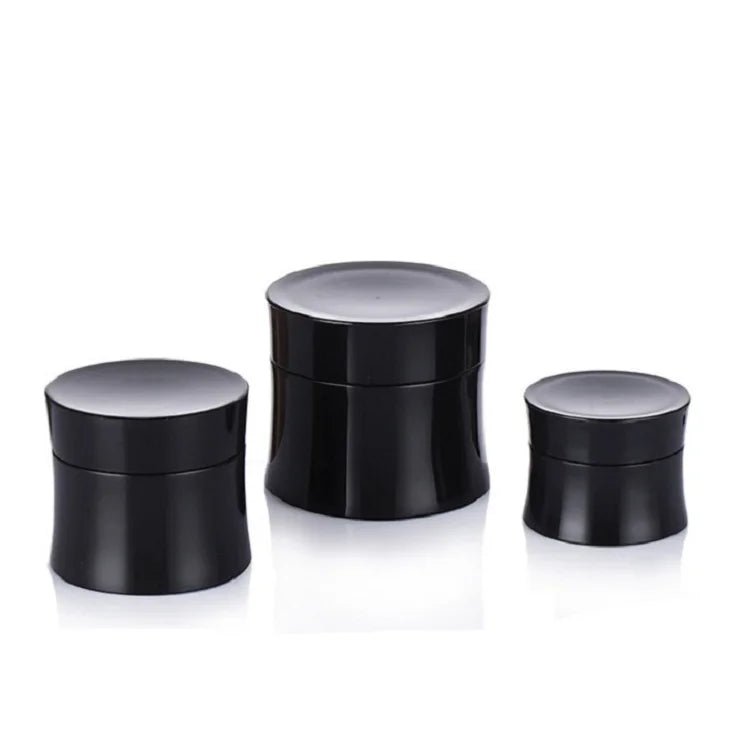 Cosmetic Packaging Container Elegant Tight Waist Shape Facial Cream Pot Gel Refillable Bottles Empty Black Jar 15g 30g 50g
