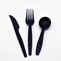6.5 " Biodegradable Disposable PLA Black Plastic Cutlery Set Eco Friendly