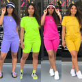 Women's Custom Summer Outfits Casual Style Two-Piece Short Set with T-Shirt Blank Biker Shorts Short Shorts