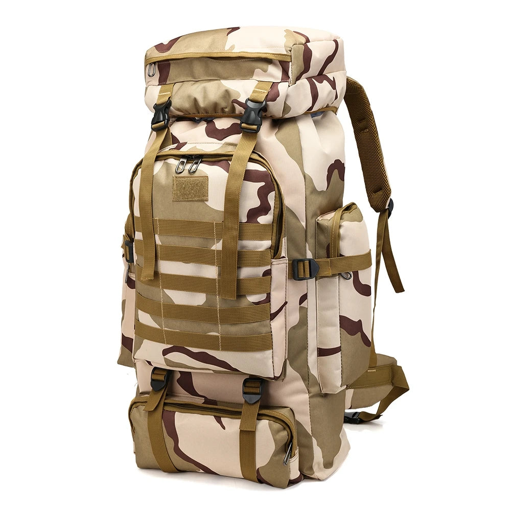 80L Outdoor  Waterproof Oxford Camouflage Sport Camping Hiking Backpack