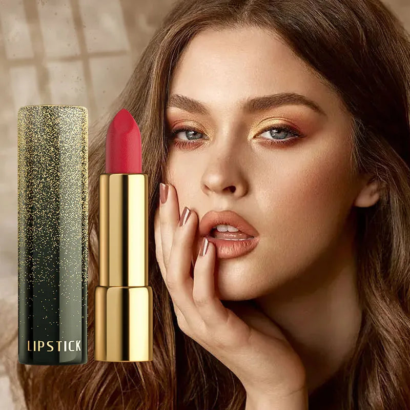 High Quality Customizable Gold Lipstick Organic Black Matte Stick for Makeup Waterproof Long Lasting 3.5g Wholesale