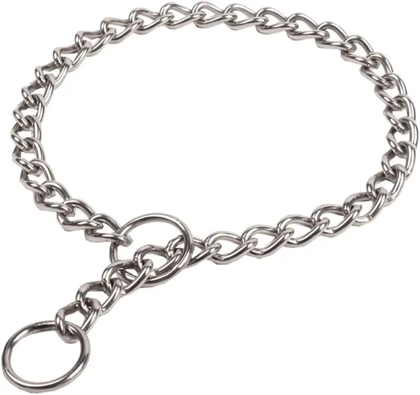 Stainless Steel Dog Training Collars Metal Chain Dog Collars Adjustable Pet Collars with Leash Solid Pattern for Dog Walking