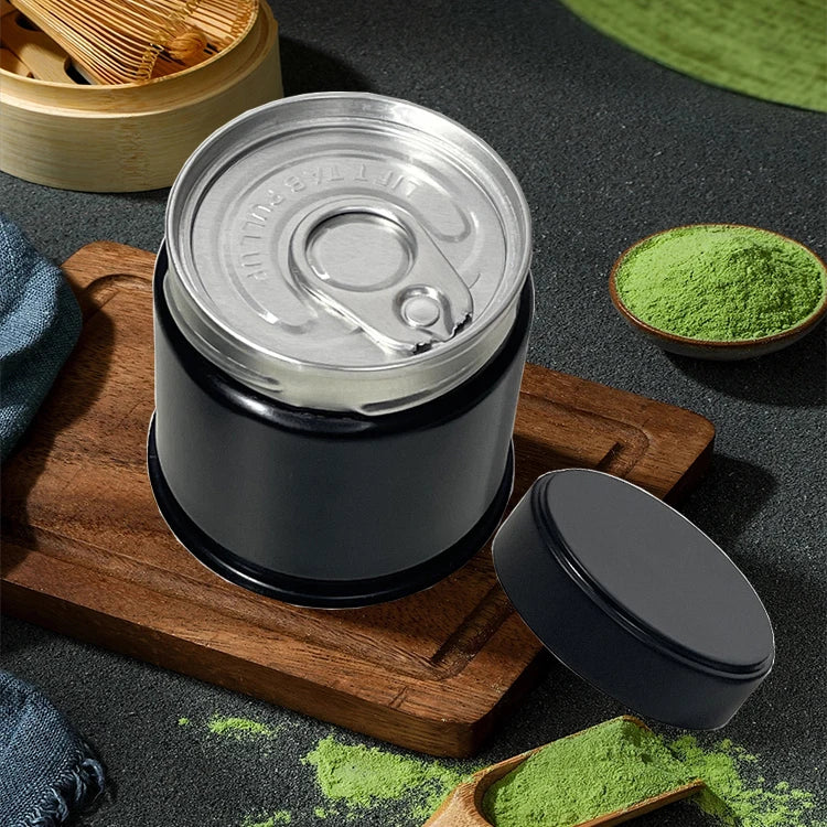 Ready Ship Premium Coffee Tins Can Customization 20g 30g Black Tea Silver Tins Canister Matcha Tin Black Double Lid