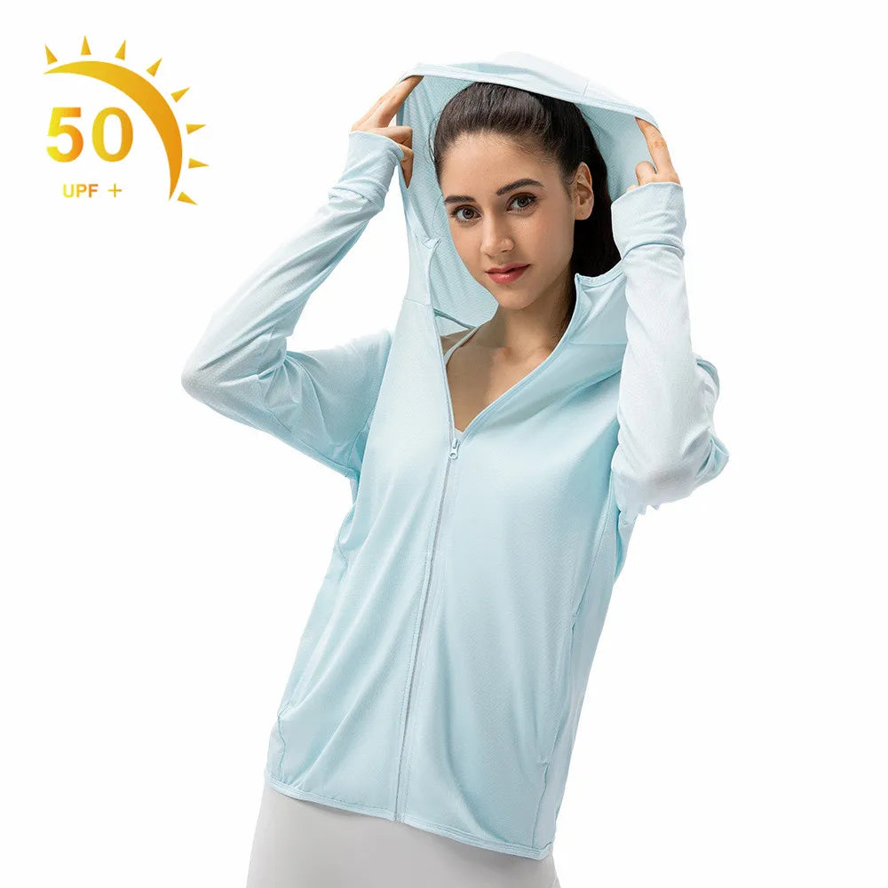 UPF 50+ Sun Shirts Long Sleeve UV Protection Clothing Rash Guard Lightweight Hoodie Quick Dry SPF Hiking Tops Outdoor Sun Shirt