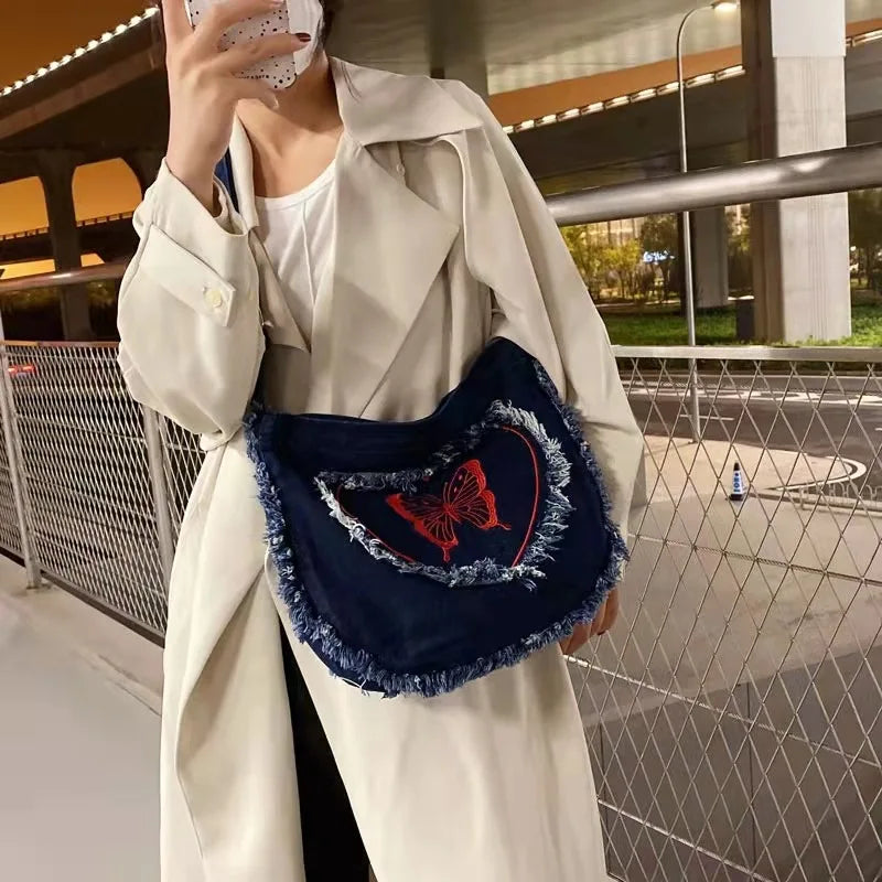 Japan and South Korea Mini Cowboy Bag Instagram Fashion Cool Shopping Hand Bill of Lading Tote Bag Female