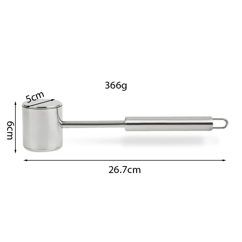 304 Stainless Steel Meat Tenderizer Heavy Hammer Tool and Hand-Held Meat Tenderizing Needle Durable Metal Tool