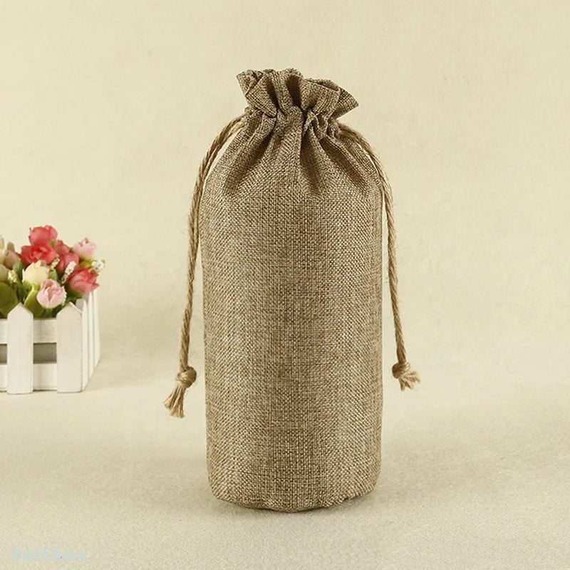 Hot Sale Large Natural Jute Rice Food Bread Packing Sack Bag Drawstring Custom Logo Pouch Jute Bag for Fruits