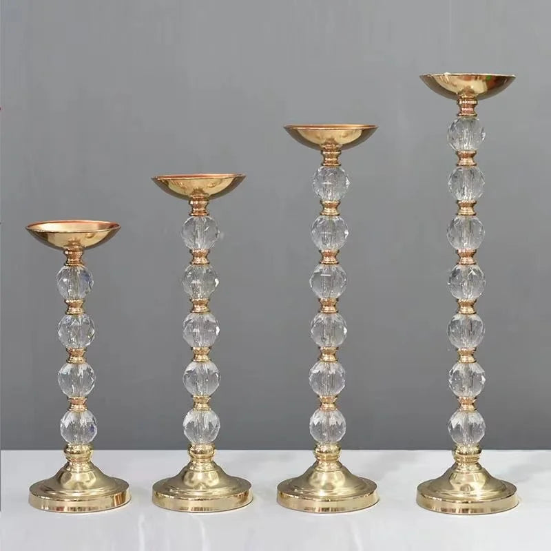 Luxury Gold Acrylic Flower Stand Modern Crystal Wedding Centerpieces Table Decorations for Brides Grooms Metal Party Flower