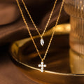 Fashion Jewelry 925 Sterling Silver Cross Drop Pendant Star Diamond Tassel Chain Gold Plated Necklaces for Women