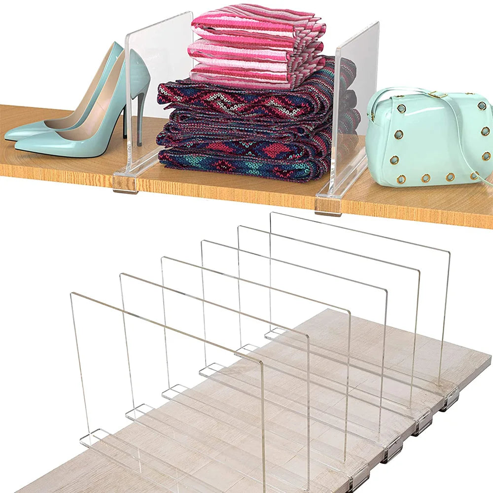Clear Acrylic Double Sided for Shelf Dividers Display Racks for 11" Shelves Closets Clothes Sweaters-Indoor/Outdoor Use
