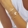 SHIXIN Fashion 5-piece Butterfly Claw Chain Bracelet Set Adjustable Gold Bracelet Women's Accessories Hot Selling Simple Korean