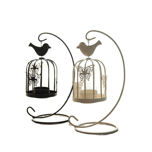 Creative Birdcage Iron Storm Lantern Home Decoration Valentine's Day Iron Candle Holder Light Stand for Dining Table European