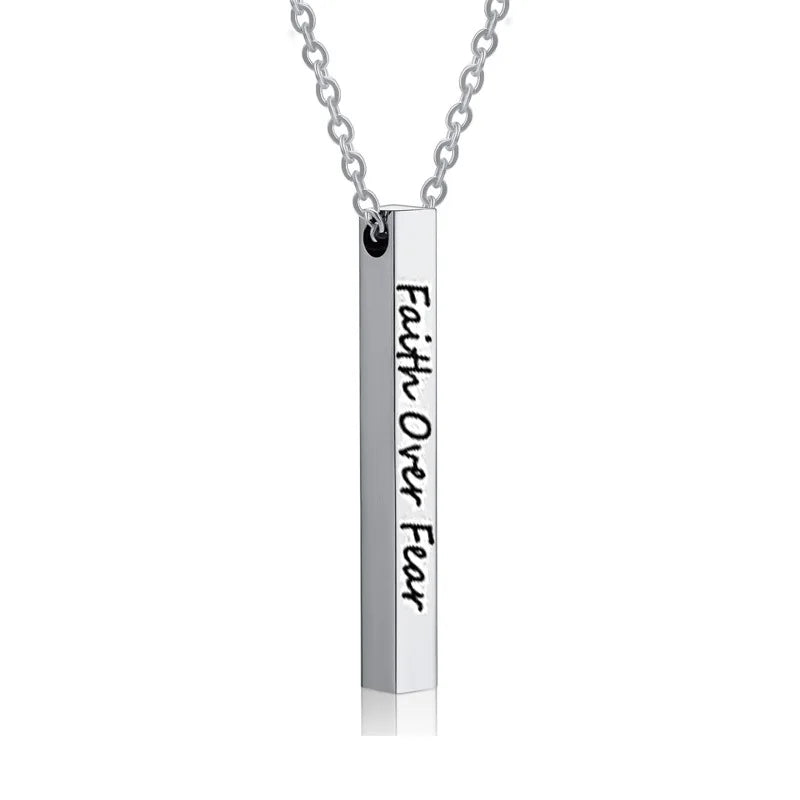 Inspirational You Are Awesome Faith Over Fear Necklace Stainless Steel Engraved Necklace Religious Graduation Season Gift