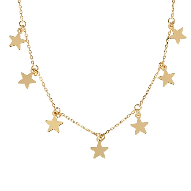 Trending Choker Stack Necklaces Minimalist Jewelry Women 925 Silver Gold Plated Star Necklace