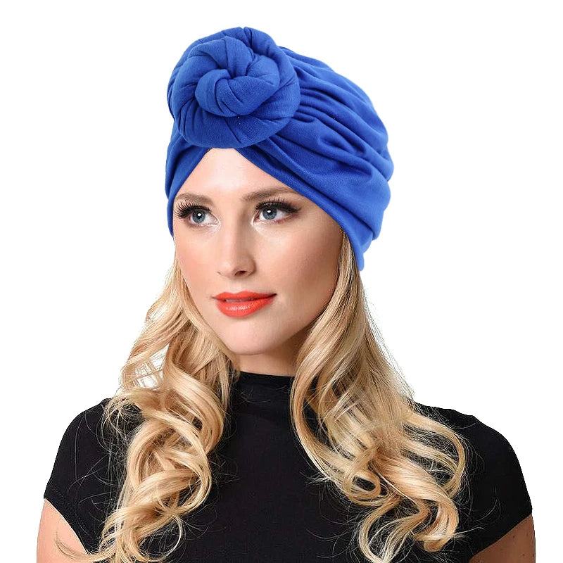 Wholesale Hot Women Knotted Plain Top Knot Turban Hat Knot Oversize Women Turban Headband Bow