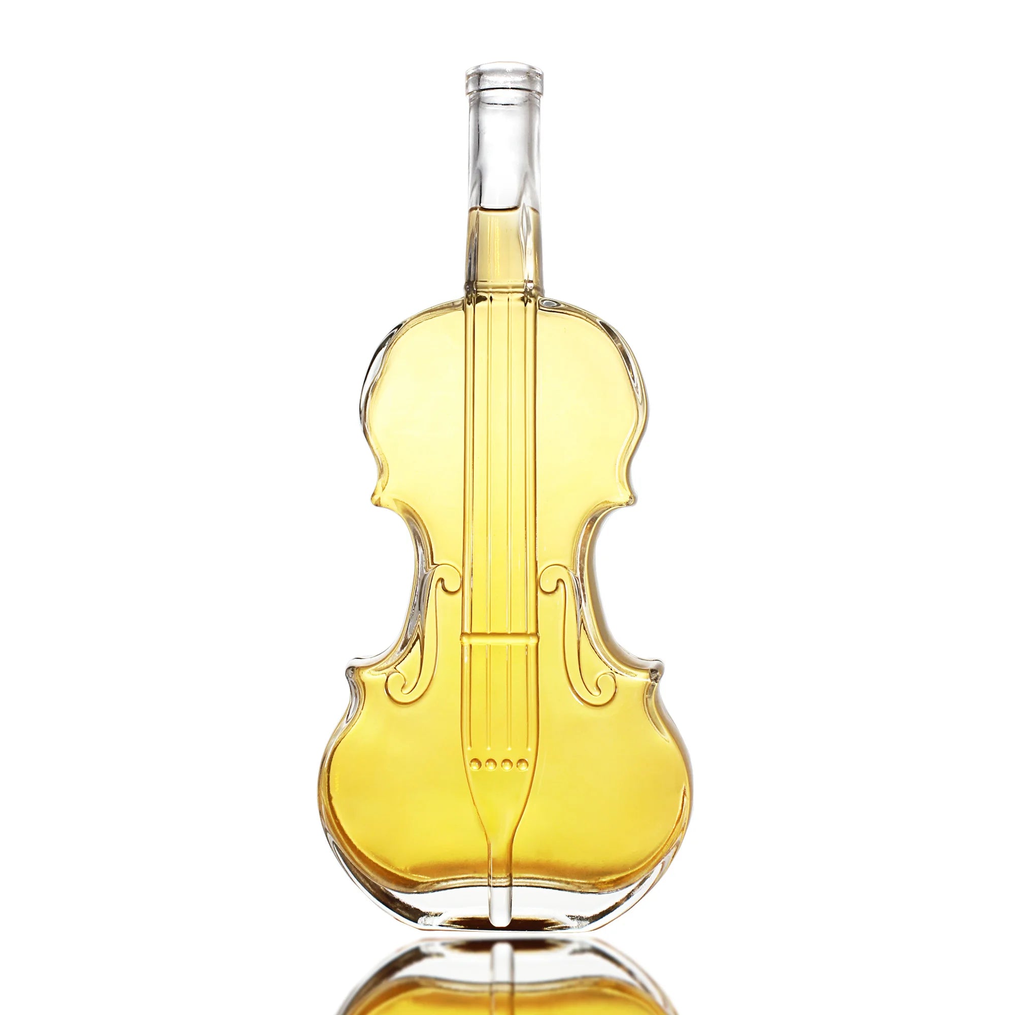 Fancy Custom Unique Design Violin Glass Bottles Decal Printed Whiskey Brandy Spirits Bottle for Liquor 750ml 1000ml